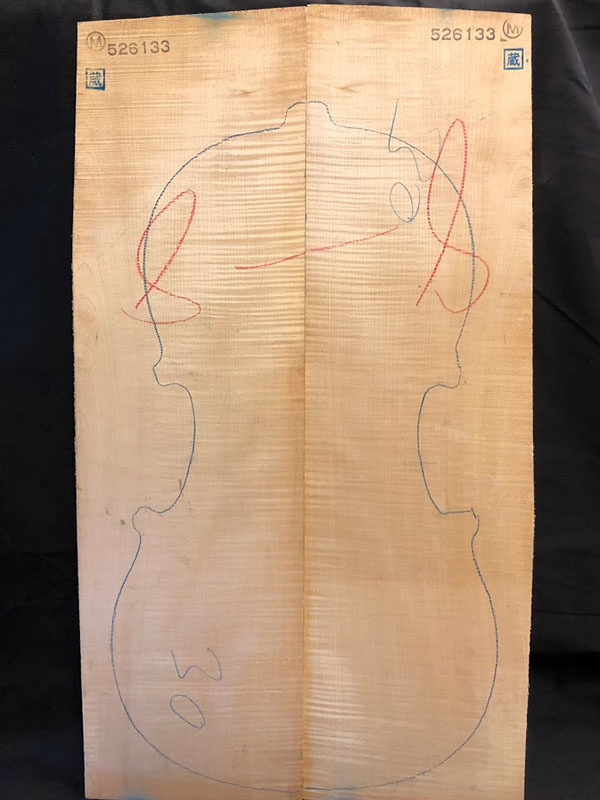 メープル裏板表面