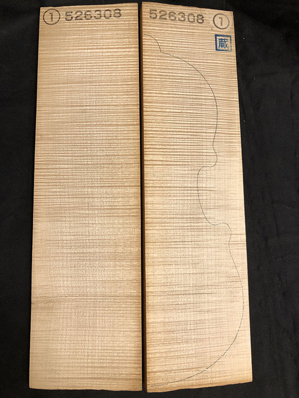 メープル裏板表面